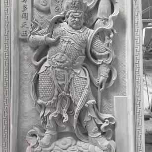 景德镇 芝麻灰花岗岩人物雕刻——多闻天王