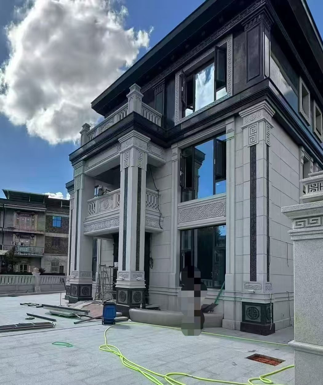 景德镇 别墅干挂，芝麻白与芝麻黑完美配合